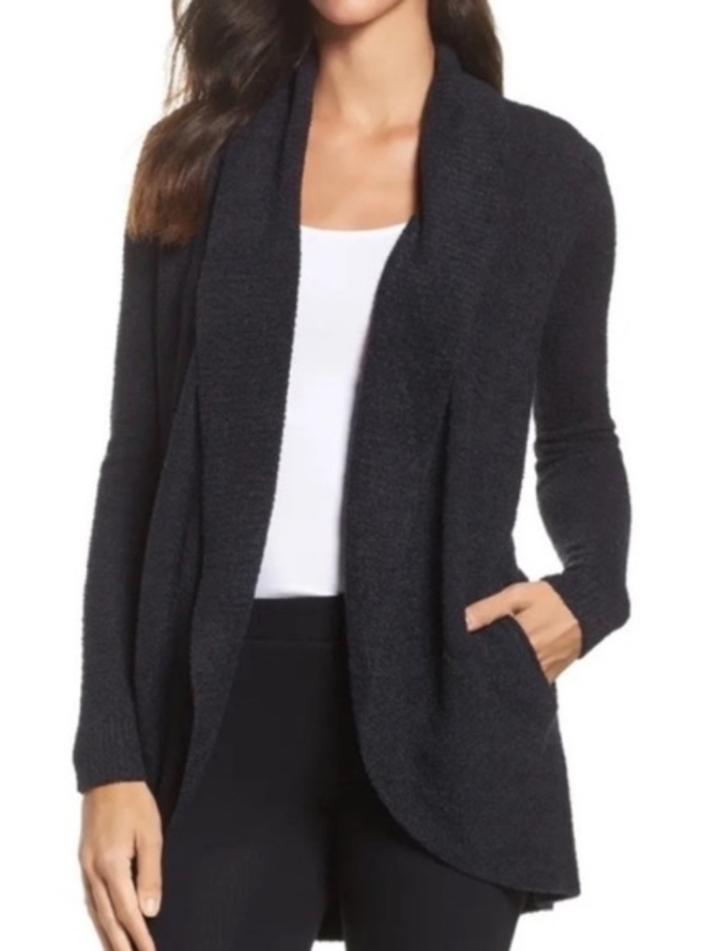 Barefoot Dreams Black CozyChic Lite Circle Cardigan Size Large